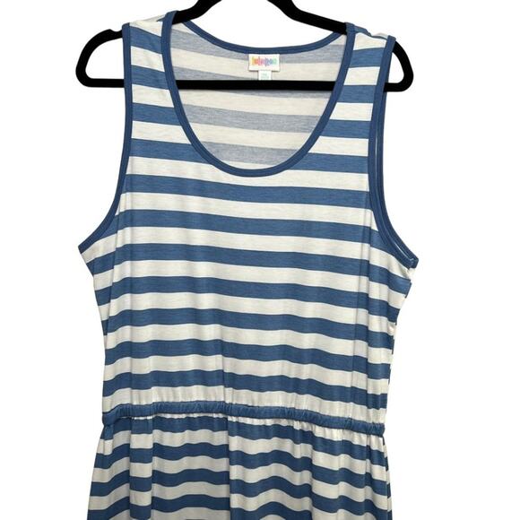 Lularoe Nicki Sleeveless A-Line Dress Blue & White Size 2XL - Picture 2 of 5